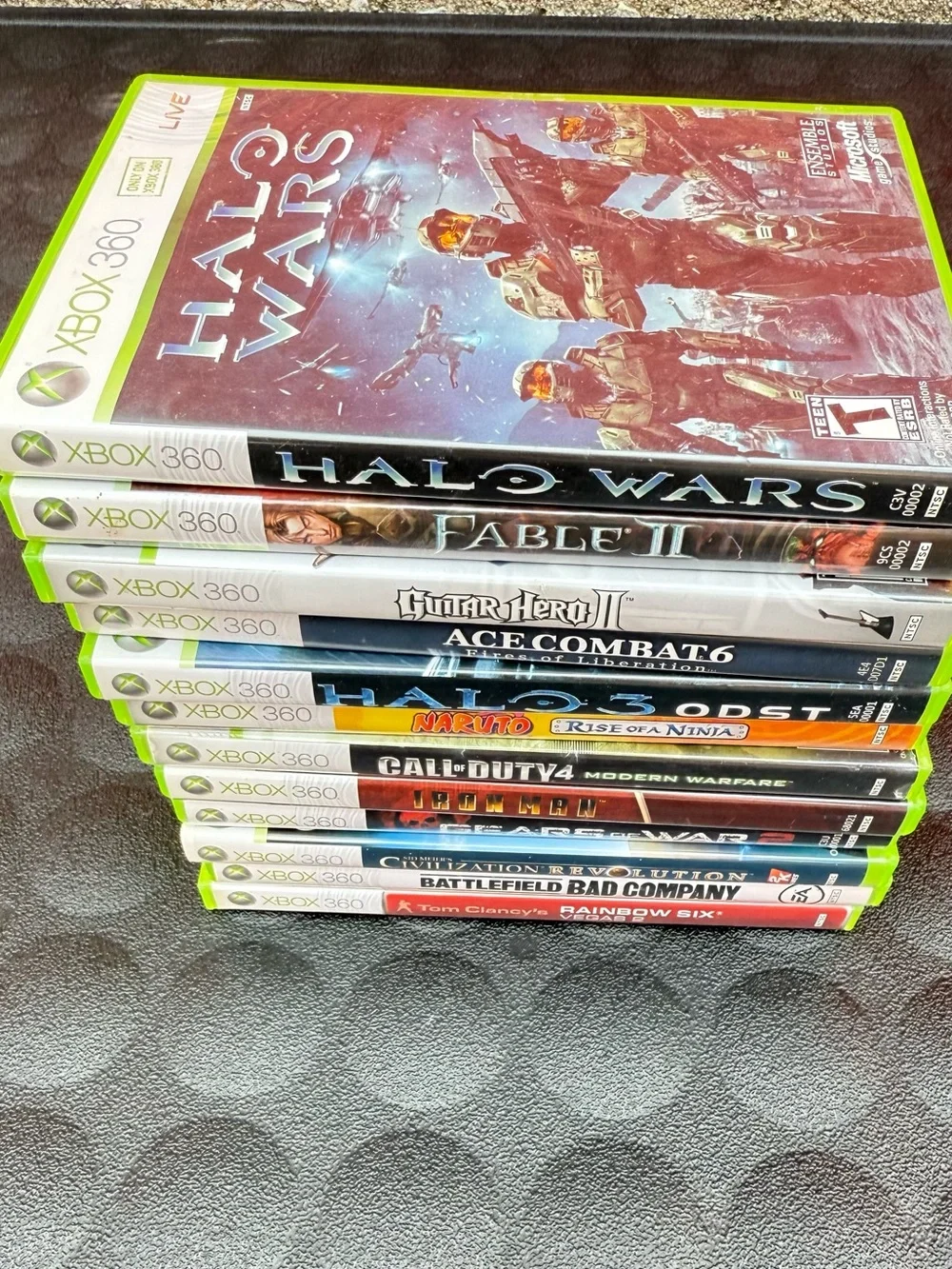 Microsoft Xbox 360 Games Bundle - Green Cases